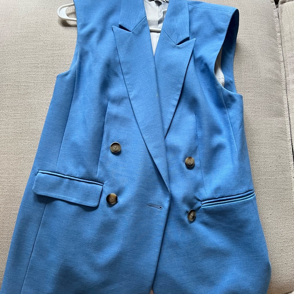 Blue Double-Breasted Vest